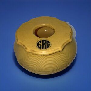 Bakelite Celluloid Hair Catcher Vanity Lidded ERS monogram